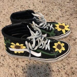 Hightop Vans with Sunflowers